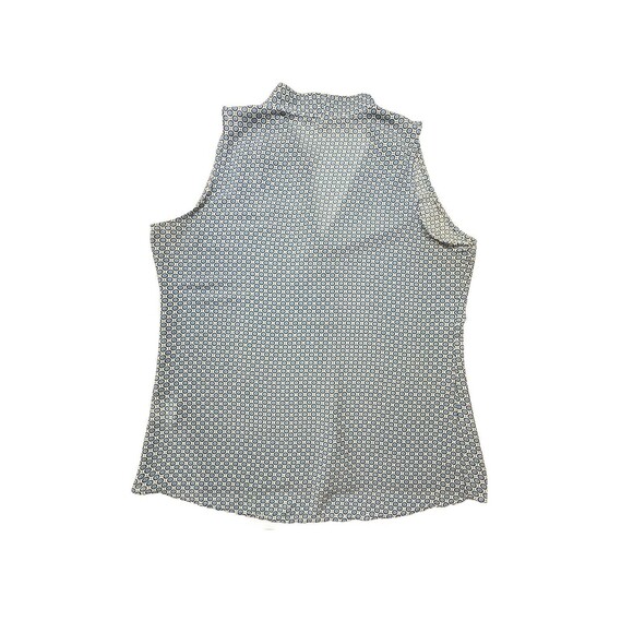Rose & Olive Sleeveless Geometric VNeck Blue Dots Sheer Work Pullover Top Size M - Picture 2 of 8